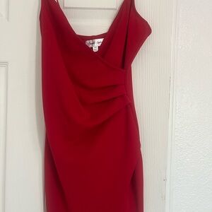 Emerald Sundae Red Ruched One Shoulder Bodycon Dress